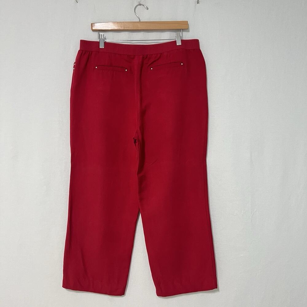 JM Collection Linen Blend Pants Woman L Pockets Red Wide Leg Resort Vacation - Picture 5 of 12